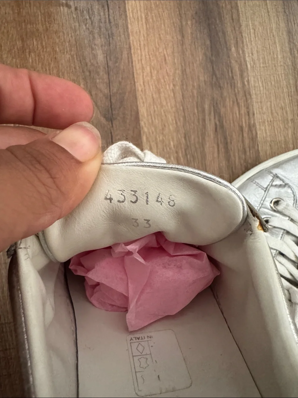 Gucci kids Ace Sneakers in metallic silver leather
